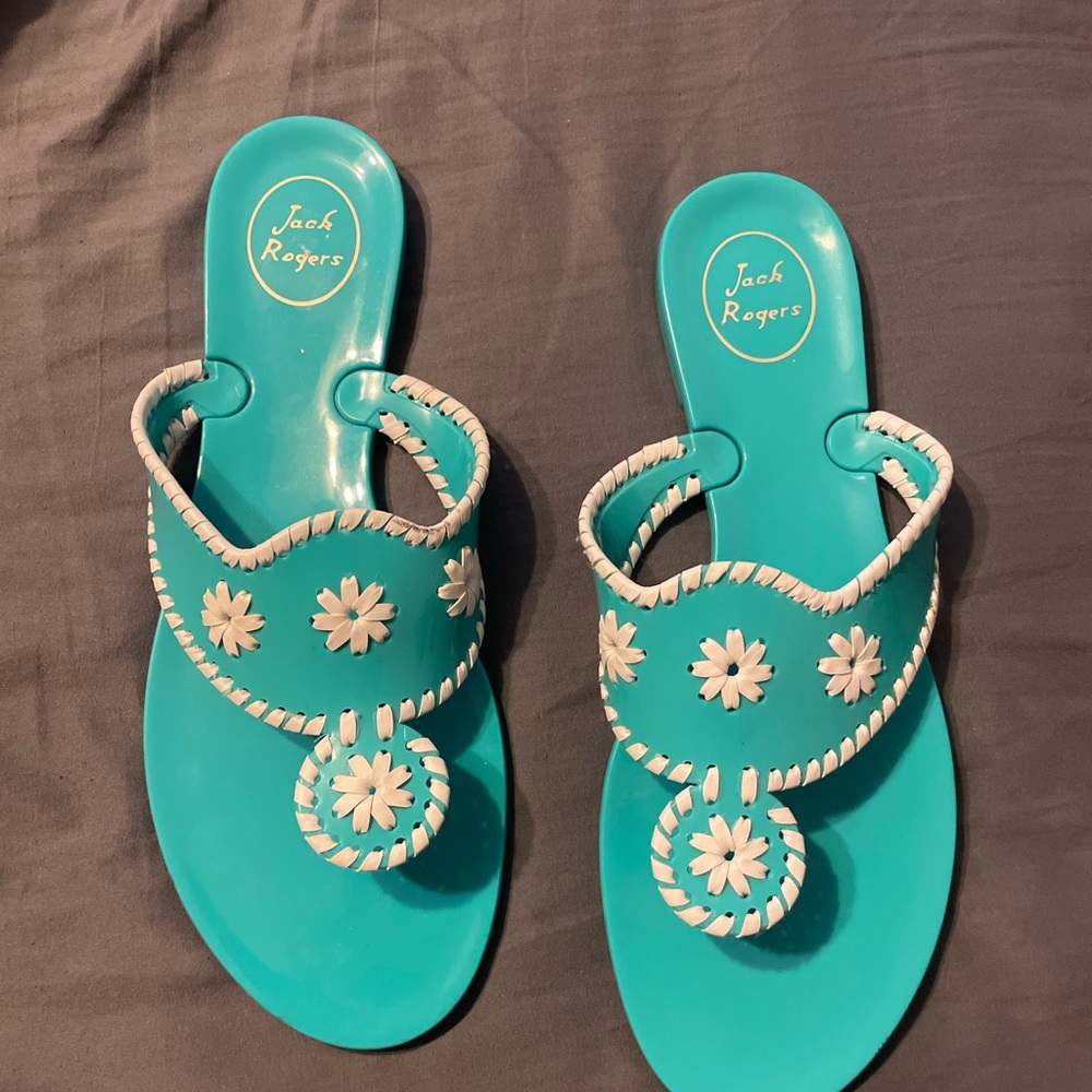 Jack Rogers Women's Georgica Teal Jelly Sandals size 9